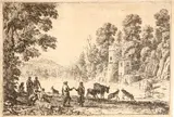 Claude Lorrain, La danse au bord de l'eau (M. 13; R. 24), c. 1634, Etching and drypoint on laid paper, the sixth state B (of 7)