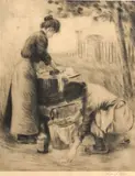 Manuel Robbe, Deux Femmes,, Drypoint and etching on Arches laid paper