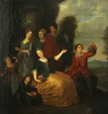 Nicolas Lancret, fête champêtre, oil on canvas laid down on board