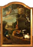 Pieter Casteels III, Ornamental fowl in a garden, oil on panel