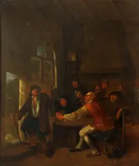 Egbert van Heemskerck the Elder, Figures in a tavern, oil on canvas