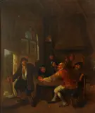 Egbert van Heemskerck the Elder, Figures in a tavern, oil on canvas