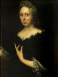 Johann Friedrich Bodecker, A portrait of a lady, half-length, wearing a black dress trimmed with lace, oil on canvas