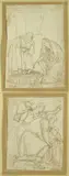 Italian School, The Holy Family; Kneeling figures (two studies framed together), first inscribed in pen and ink 'Fra Bartolomeo'(lower left)