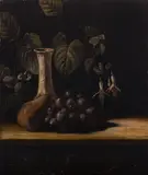 Spanish School, A still life with grapes and fuchsia blossoms