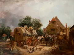 Joshua Shaw, Halt at the tavern, oil on canvas