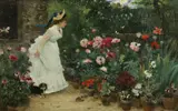 Armand Charnay, In the garden, oil on canvas