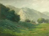 Paul A. Grimm, Green hills, 1928, oil on canvas affixed to board