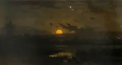Frederick Ferdinand Schafer, Moonrise on the Sacramento River, oil on canvas