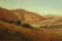 Thaddeus Welch, Rolling hills, oil on canvas affixed to board