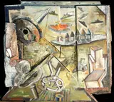 Stuart Diamond, Castles in the Air, 1986, wood, oil and mixed media construction