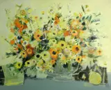 Monique Journod, Untitled (Still life with flowers), oil on canvas