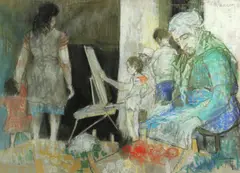 Jean Jansem, L'Artiste à son Chevalet, 1993, pastel on paper