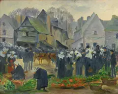 Fernand Morin, Un Marché in Quinperlé, 1906, oil on panel