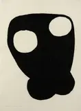Joel Shapiro, Untitled (Two white circles within black form), 1980, Screenprint on wove paper