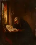 Eugène De Block, A scholar reading by a window, oil on panel