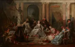 François-Claudius Compte-Calix, The sculptor's studio, oil on panel