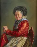 L. Reinhart, A seated woman, oil on panel