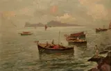 Oscar Ricciardi, An Italian coastal scene; together with a painting by another hand, first signed 'Ricciardi' (lower right); second signed 'G. Carelli' (lower left)