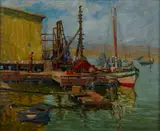 Blanche Whelan, Harbor scene, oil on canvas