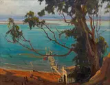 Douglas Shively, Shoreline with eucalyptus, oil on canvas