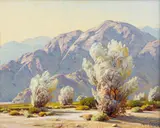 Paul A. Grimm, Smoke trees near Palm Springs, oil on canvasboard