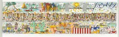 James Rizzi, Running thru America, 1987, Lithograph in colors with collage on wove paper