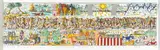James Rizzi, Running thru America, 1987, Lithograph in colors with collage on wove paper