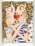 James Rizzi, The Kiss, 1987, Lithograph in colors with collage on wove paper
