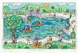 James Rizzi, Sundaze, 1984, Lithograph in colors with collage on wove paper