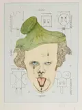 Claes Oldenburg, Symbolic Self-Portrait with 'Equals' (A./P. 74), 1971, Offset lithograph in colors on smooth Louvain Supreme Vellum Bristol 150-pound paper