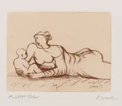 Henry Moore, Plate 6, from Mother and Child (C. 706), 1983, Etching in colors on Arches paper