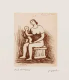 Henry Moore, Plate 8, from Mother and Child (C. 708), 1983, Etching in colors on Arches paper