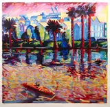 Carlos Almaraz, Echo Park Lake, 1989, Screenprint in colors on wove paper