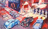 Frank Romero, The Closing of Whittier Boulevard; Union Station, 1990; 1991, Screenprints in colors on wove paper, each signed in pencil and numbered 96/99 and '9/9 A.P.', respectively
