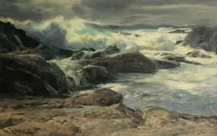 Pacific storm, Carmel by Paul Lauritz, oil on canvas, sold Jun 2013