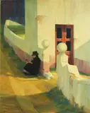 George Botich, Woman at Wayside, 1971, oil on board