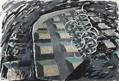 Untitled by Dennis Croteau, 1987, oil, foil and mixed media collage on paper, offered Jun 2013