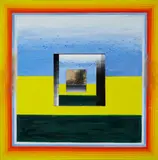 Edward Giobbi, Addio Province Town #3, 1966, oil on canvas cut-out with mixed media assemblage on board