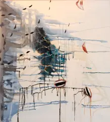 John Jurayi, Night Time, 1997, casein, acrylex, ink and watercolor on canvas