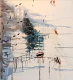John Jurayi, Night Time, 1997, casein, acrylex, ink and watercolor on canvas