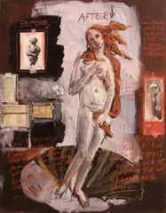 Barbara Ravizza, Conversation Piece #4, Birth of Venus, Botticelli, 1997, mixed media collage on paper