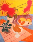 Jeanne Leblanc Rheaume, Nature Morte aux Grandes Fleurs, 1961, oil on board