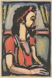 Georges Rouault, Christ en profil, à droite, from Passion (C./R. 266), 1936, Aquatint in colors on Montval laid paper, from the total edition of 270