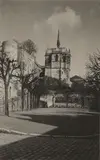 Frederick H. Evans, Château Amboise, early 1900s, Platinum print, on a large paper mount with hand-ruled pencil and watercolor borders