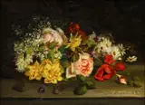 Lillie Honnorat, A still life with flowers, oil on canvas