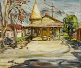 Sara Kolb Danner, New Hope Train Depot, Pennsylvania, oil on canvas