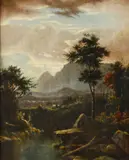 Mountain landscape by American School, oil on canvas, sold Apr 2013