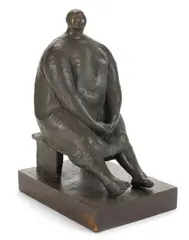 Francisco Zúñiga, Mujer en un banquillo, 1965, bronze on wood base