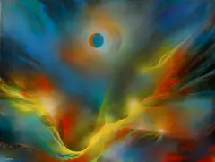 Leonardo Nierman, Eclipse, acrylic on masonite